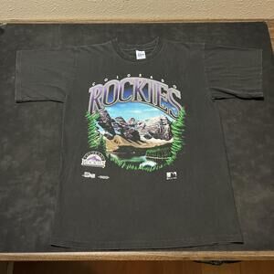 Vintage Colorado Rockies Salem Sportswear Shirt Superhero Comic MLB Baseball 90s